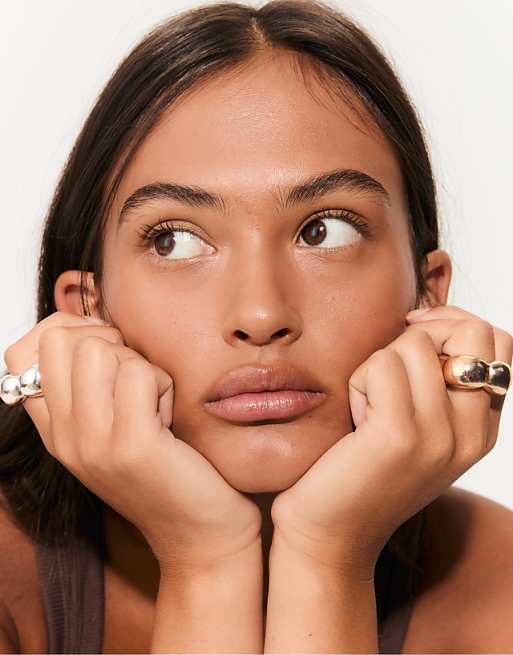 Stradivarius Set of 2 combined rings in grey