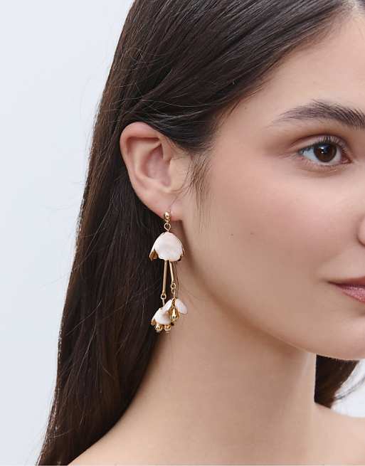 Stradivarius Set of 2 floral earrings in ecru