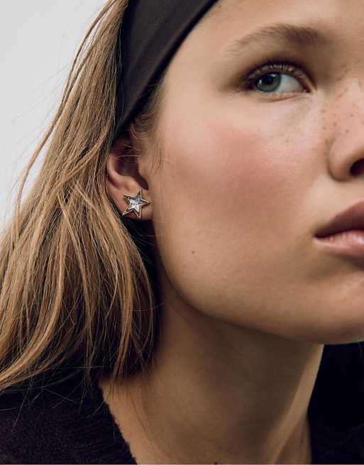 Stradivarius Set of 2 pairs of bear and star earrings in brown