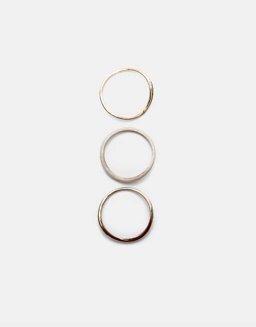 Stradivarius Set of 3 enamelled rigid bangles in gold