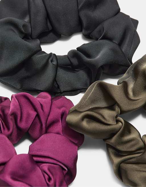 Stradivarius Set Of 3 Scrunchies In Purple