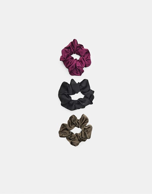 Stradivarius Set of 3 scrunchies in purple