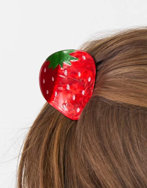 Stradivarius Strawberry Hair Clip In Red