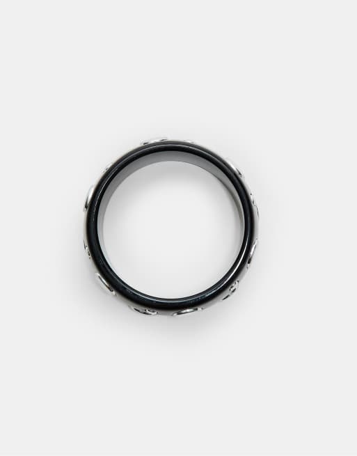 Stradivarius Studded Rigid Bracelet In Black