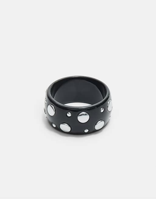 Stradivarius Studded rigid bracelet in black