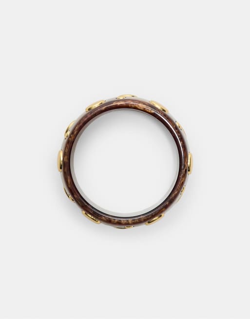 Stradivarius Studded Rigid Bracelet In Gold