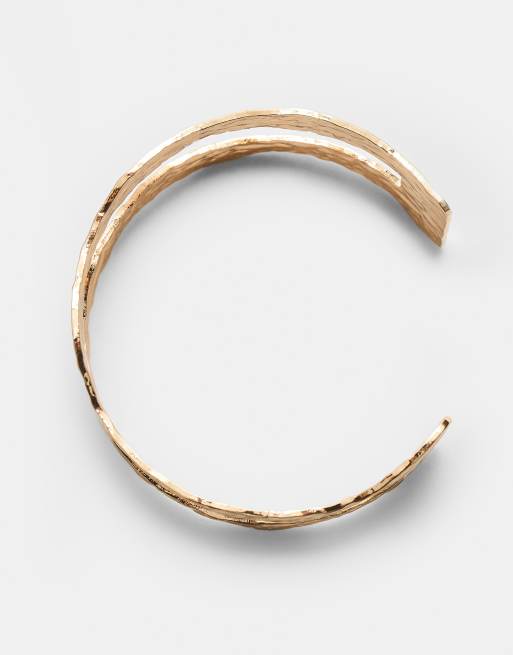 Stradivarius Textured Arm Cuff In Gold