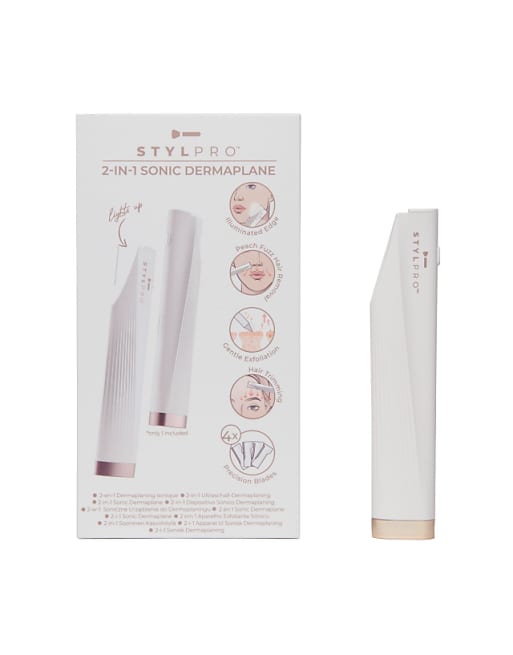 StylPro 2-in-1 light up sonic dermaplane in white