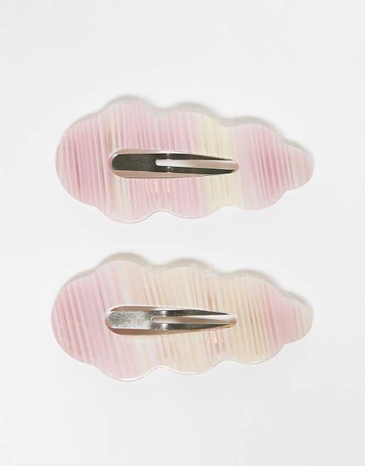 Sui Ava 2 pack Viola wavy buckle hair clips in pink