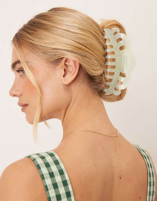 Sui Ava Emma giga extra large hair claw in pastel green