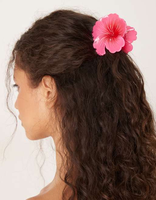 Sui Ava Hawaii Flower Large Hair Claw In Hot Pink