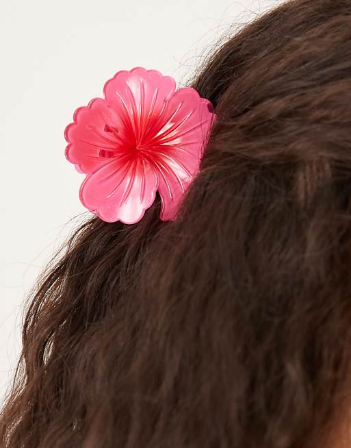 Sui Ava Hawaii flower large hair claw in hot pink