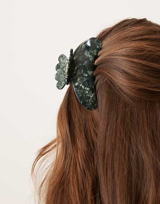 Sui Ava Helle big hair claw in forest green