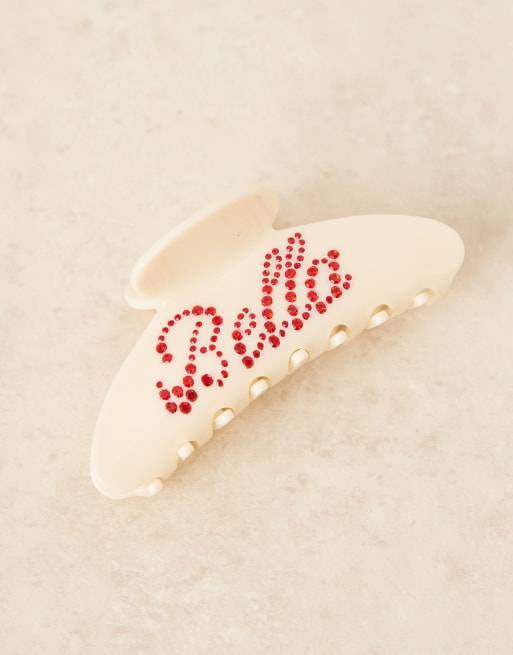 Sui Ava Ida Ciao Bella Embellished Large Hair Claw In Cream