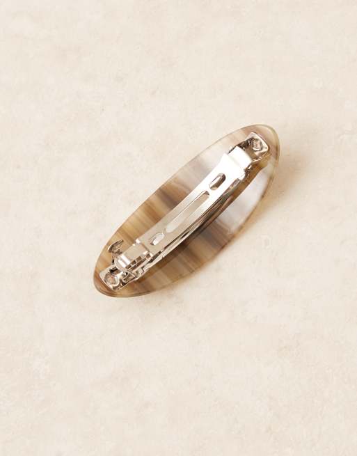 Sui Ava Oval Hair Clip In Latte