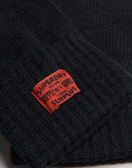 Superdry Workwear Knitted Gloves In Black