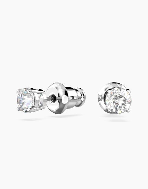Swarovski Stilla Attract Round Cut Stud Earrings In Silver