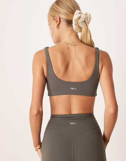 Tala DayFlex Twist Front Sports Bra In Dark Olive