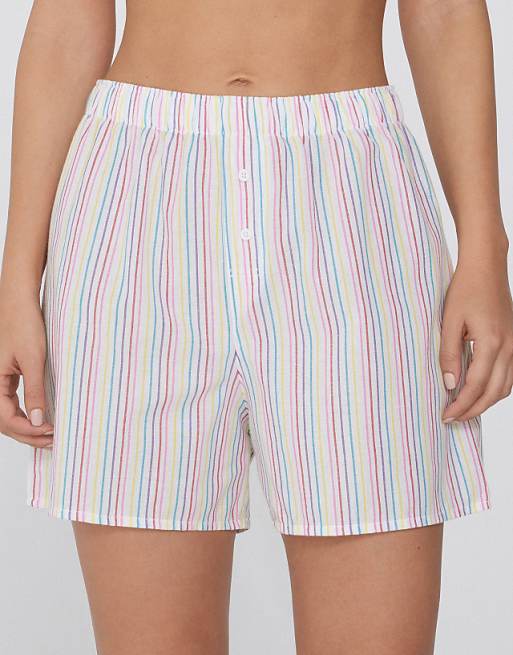 Tezenis Cotton Canvas Shorts In Multicoloured Stripes
