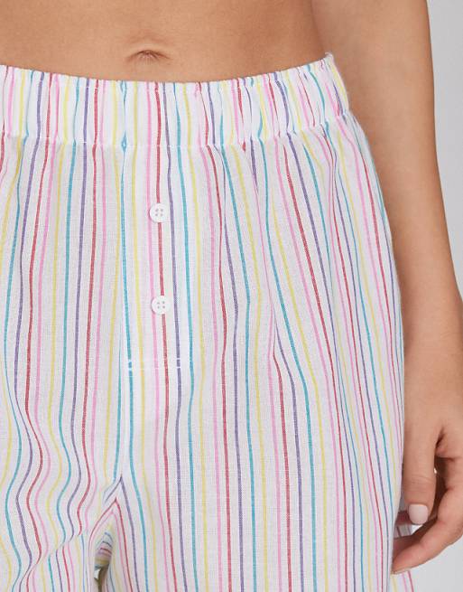 Tezenis Cotton Canvas Shorts In Multicoloured Stripes