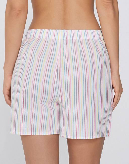 Tezenis Cotton Canvas Shorts In Multicoloured Stripes