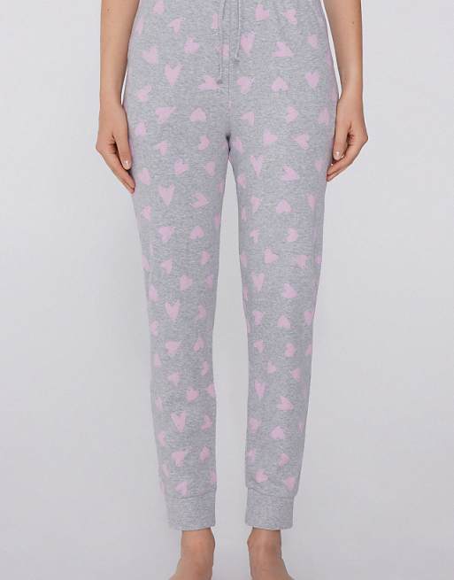 Tezenis Heavy Printed Cotton Joggers In Mottled Light Grey