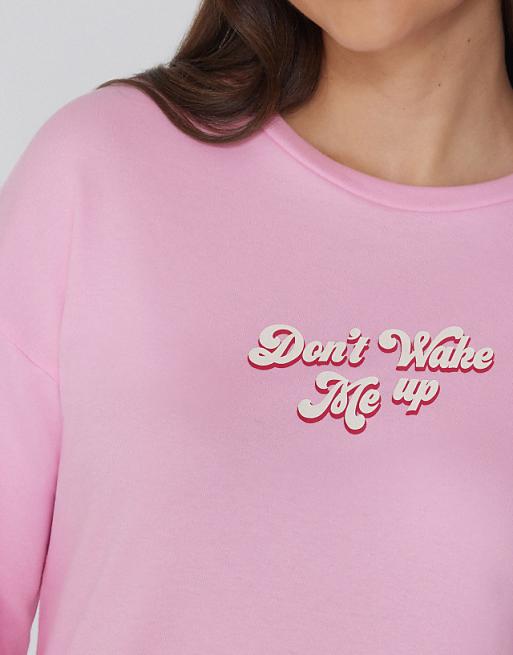 Tezenis Long-sleeved Oversized Cotton Top In Pink