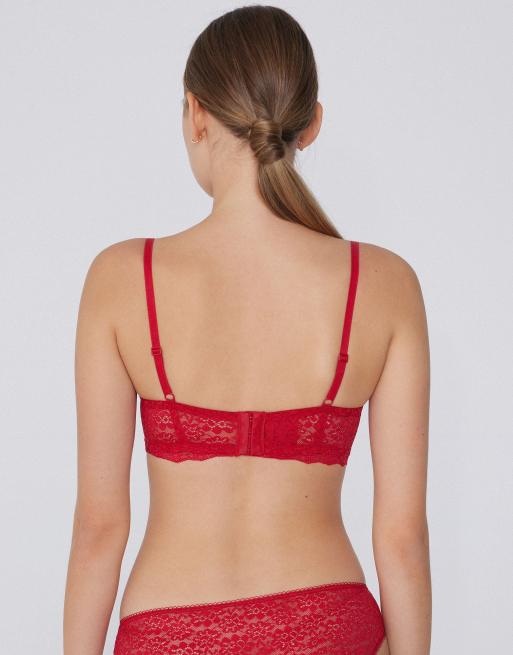 Tezenis Malibù Lace Super Push-up Bra In Winter Red