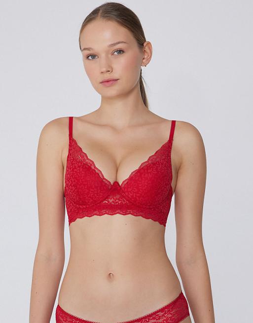 Tezenis Malibù lace super push-up bra in winter red