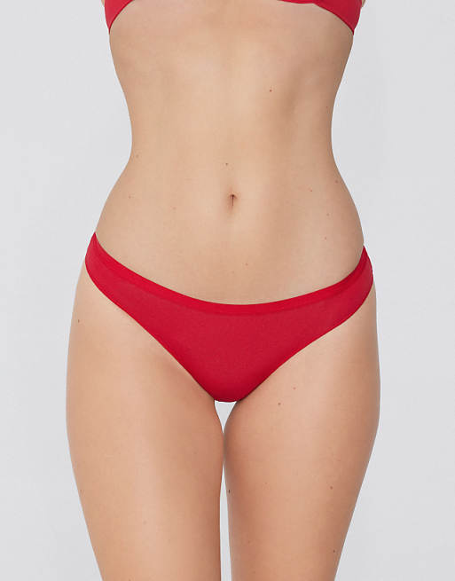 Tezenis Plain colour cotton brazilian briefs in winter red