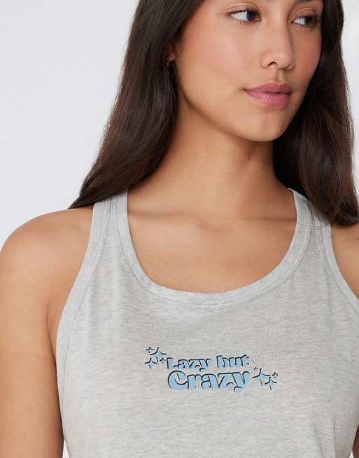 Tezenis Printed Cotton Camisole In Mottled Light Grey
