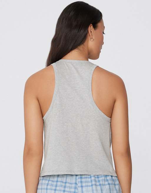Tezenis Printed Cotton Camisole In Mottled Light Grey