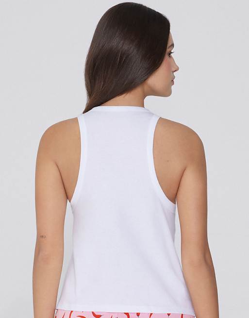 Tezenis Printed Cotton Camisole In Red And White Print