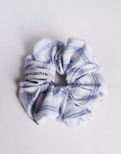 The Couture Club Striped Srunchie In Blue