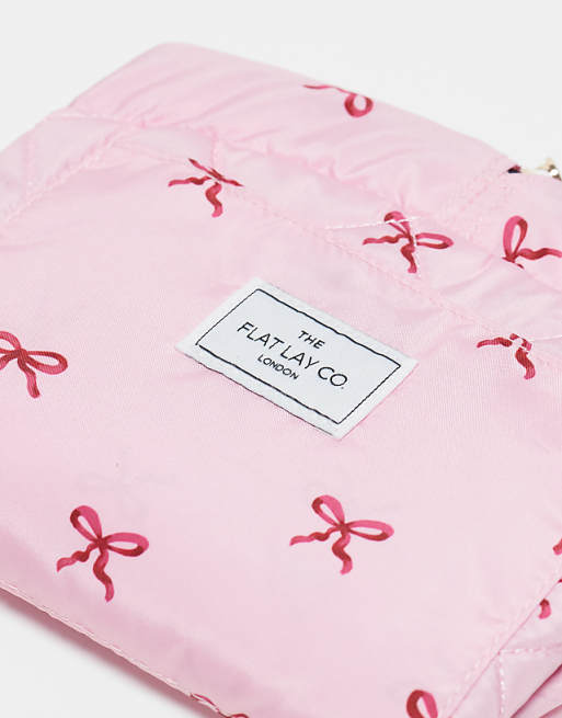 The Flat Lay Co. X ASOS EXCLUSIVE Drawstring Makeup Bag In Pink Bows