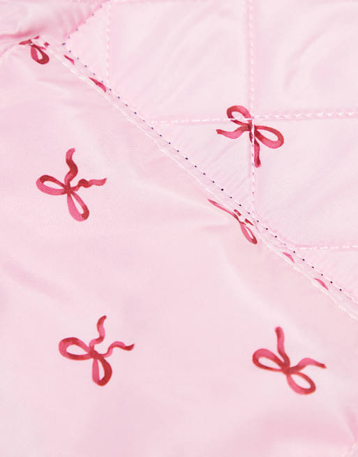 The Flat Lay Co. X ASOS EXCLUSIVE Drawstring Makeup Bag In Pink Bows