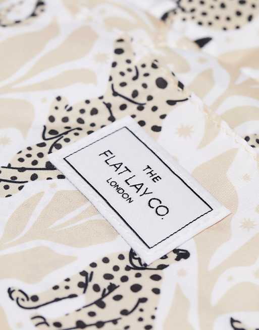 The Flat Lay Co. X ASOS EXCLUSIVE Drawstring Makeup Bag In Neutral Cheetahs