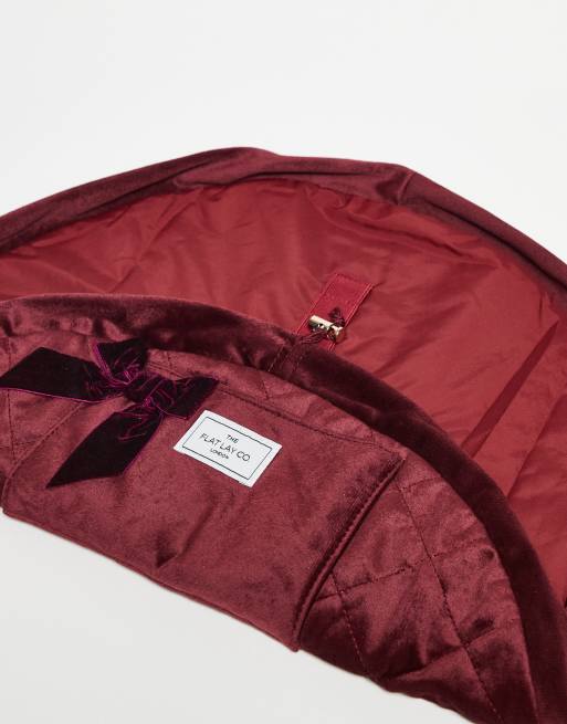 The Flat Lay Co. X ASOS Exclusive Drawstring Makeup Bag - Burgundy Velvet Bow