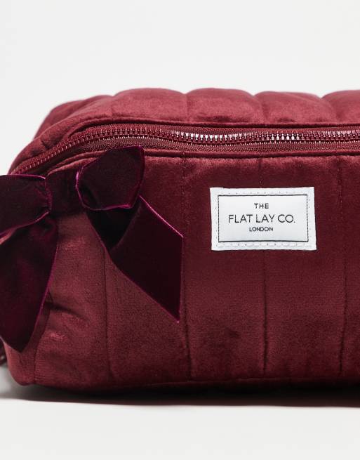 The Flat Lay Co. X ASOS Exclusive Marshmallow Makeup Box Bag - Burgundy Velvet Bow