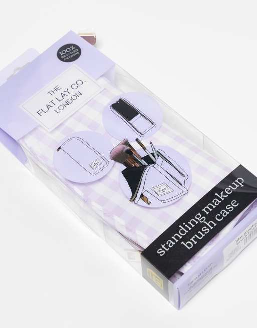 The Flat Lay Co. X ASOS Exclusive Standing Makeup Brush Case In Lilac Gingham