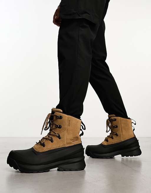 The North Face Chilkat V Lace Up Waterproof Hiking Boots In Brown And Black