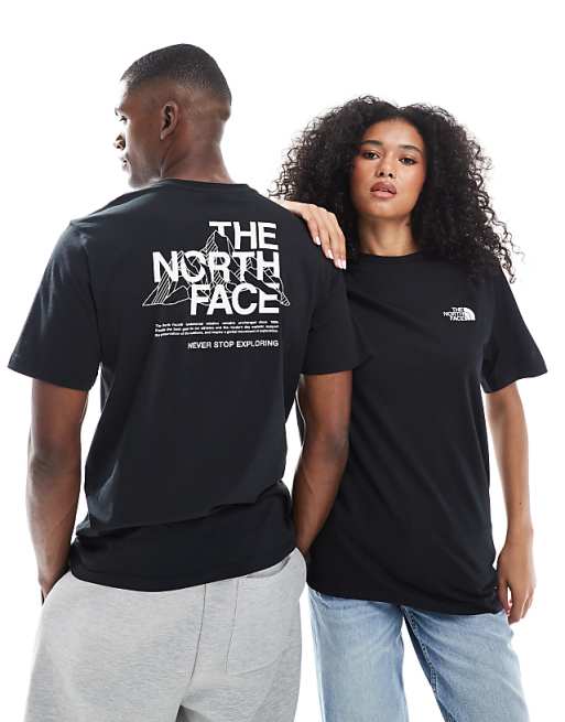 The North Face Mountain Sketch unisex backprint t-shirt in black