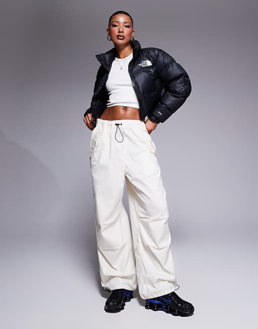 The North Face Nuptse Cropped Down Puffer Jacket In Black