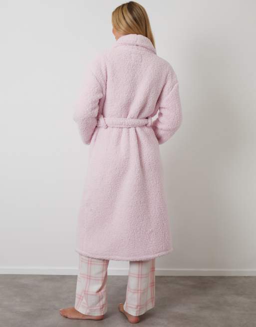 Threadbare Borg Dressing Gown In Pink