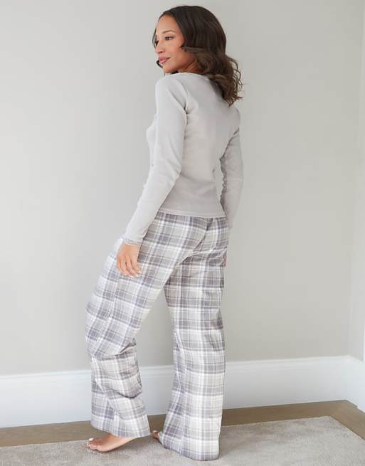 Threadbare Cotton Long Sleeve Pyjama Set In Grey