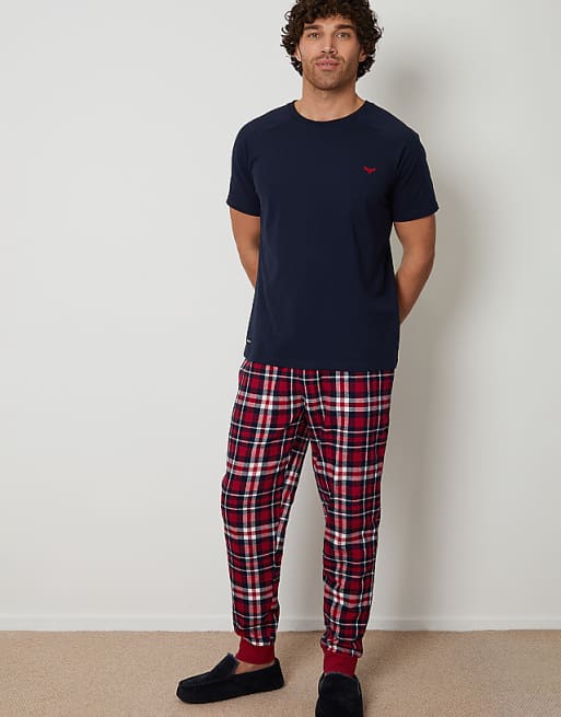 Threadbare 'everest' cotton blend pyjama set in navy