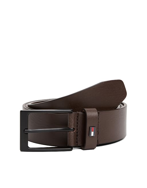 Tommy Hilfiger layton leather belt in dark brown
