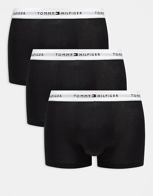 Tommy Hilfiger signature cotton essentials 3 pack trunks in black