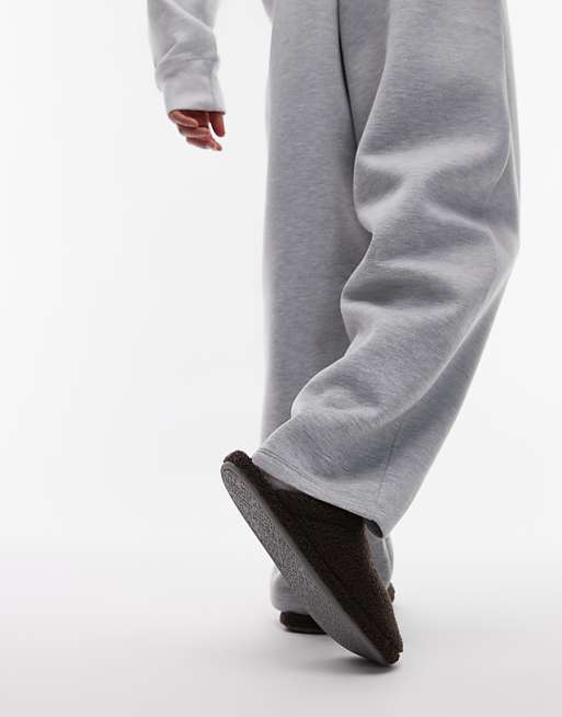Tommy Hilfiger Teddy Slippers In Dark Brown