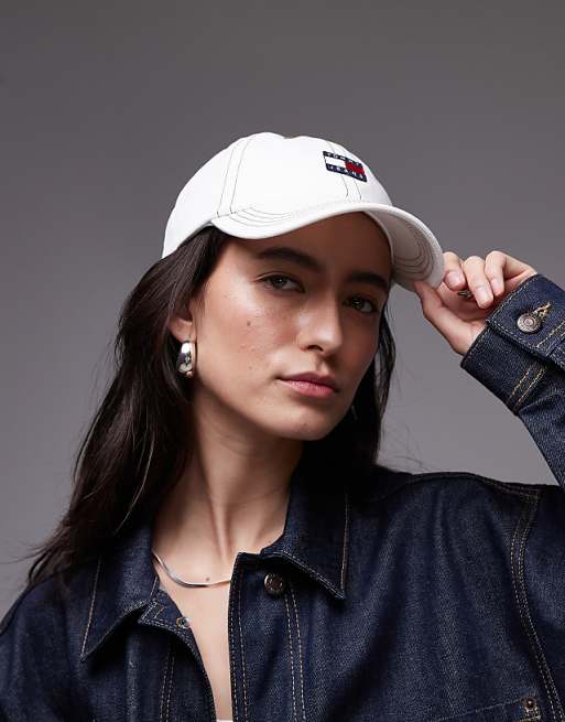 Tommy Jeans heritage flag cap in ecru denim